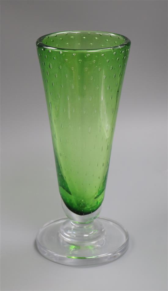 A Keith Murray for Royal Brierley, green glass vase 30cm high